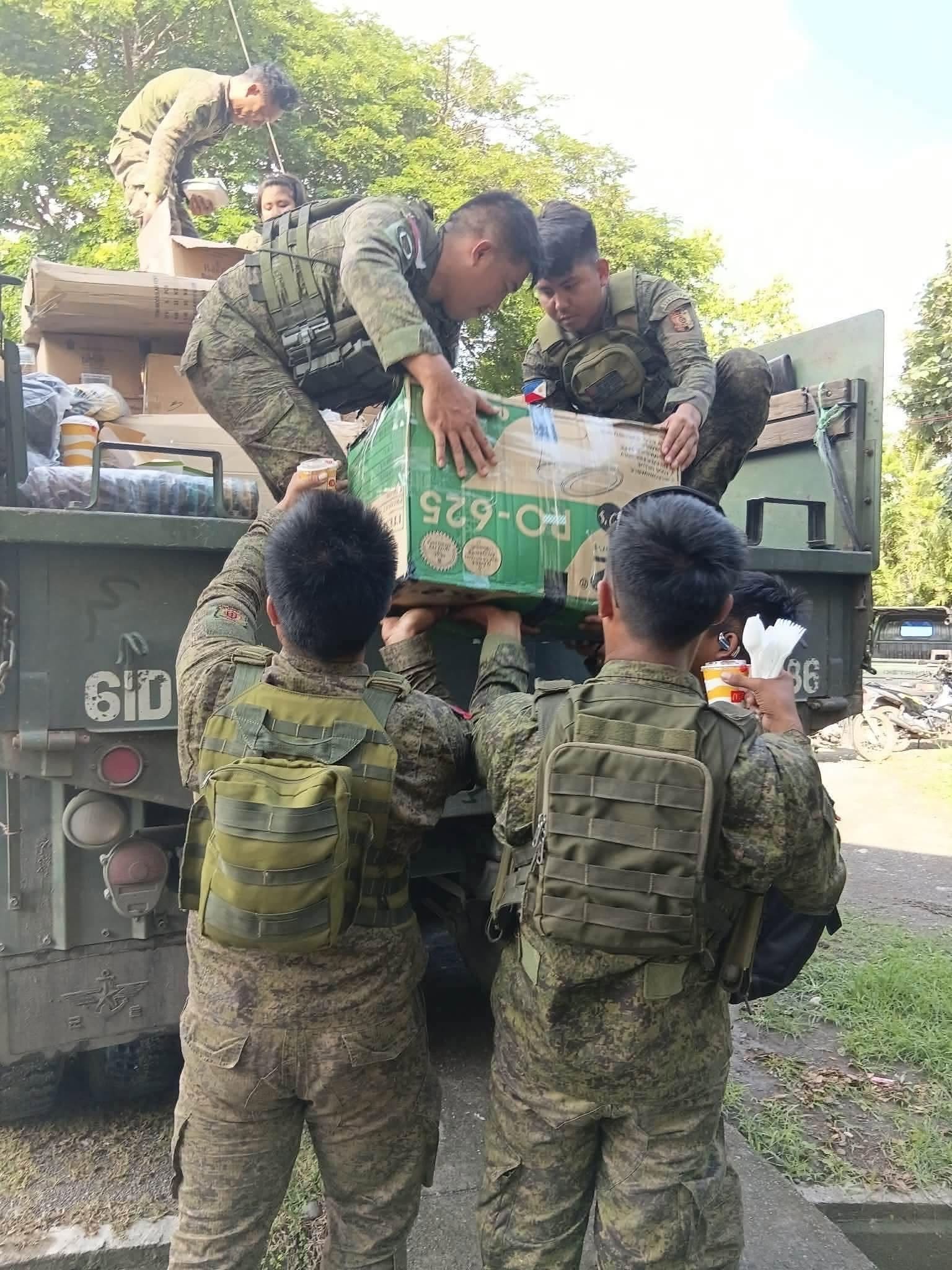 Relief supplies being transported